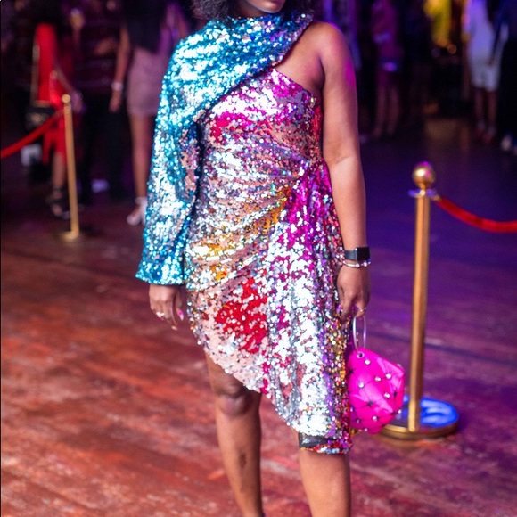 ASOS sequined multicolored dress - Picture 2 of 3